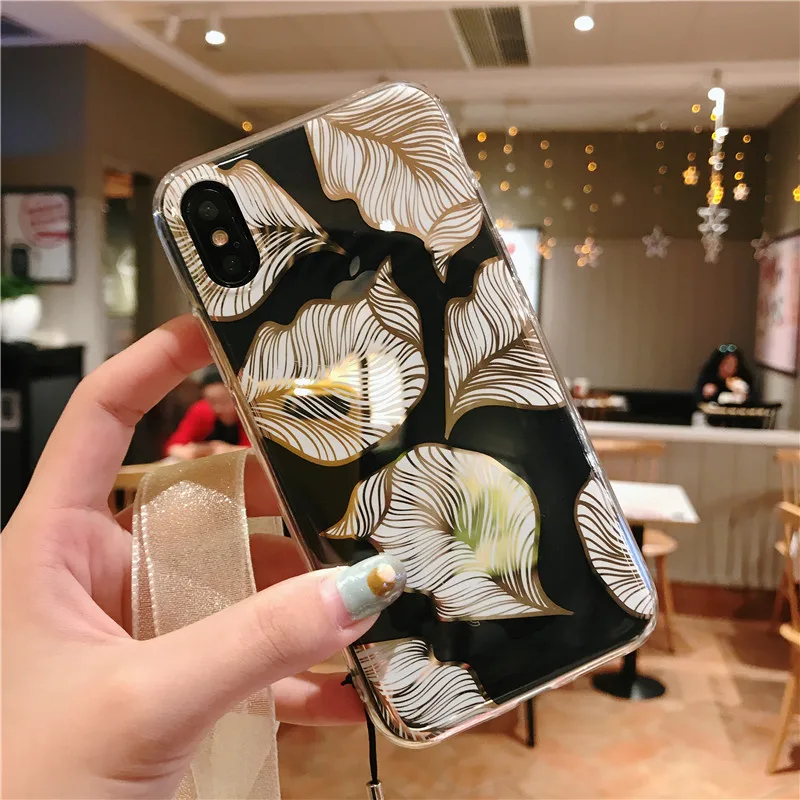 iPhone XS cover case flower leaves (2)