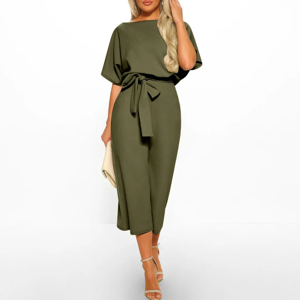 Feitong Women's Jumpsuit Short Sleeve Clubwear Straight Leg With Belt Ladies Overalls Casual Playsuits Womens Rompers 2019
Feitong Women's Jumpsuit Short Sleeve Clubwear Straight Leg With Belt Ladies Overalls Casual Playsuits Womens Rompers 2019