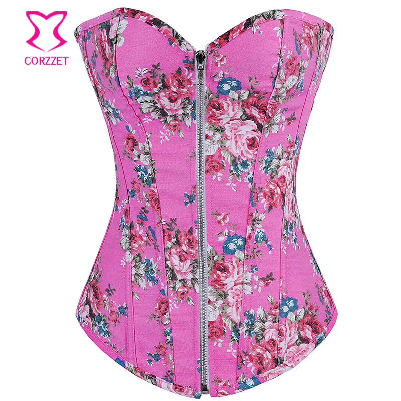 Pink Floral Pattern Denim Zipper Corset Top Burlesque Cowgirl Sexy Corsets And Bustiers Gothic Corpete E Corseletes Espartilhos
Pink Floral Pattern Denim Zipper Corset Top Burlesque Cowgirl Sexy Corsets And Bustiers Gothic Corpete E Corseletes Espartilhos