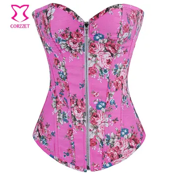 Pink Floral Pattern Denim Zipper Corset Top Burlesque Cowgirl Sexy Corsets And Bustiers Gothic Corpete E Corseletes Espartilhos
Pink Floral Pattern Denim Zipper Corset Top Burlesque Cowgirl Sexy Corsets And Bustiers Gothic Corpete E Corseletes Espartilhos