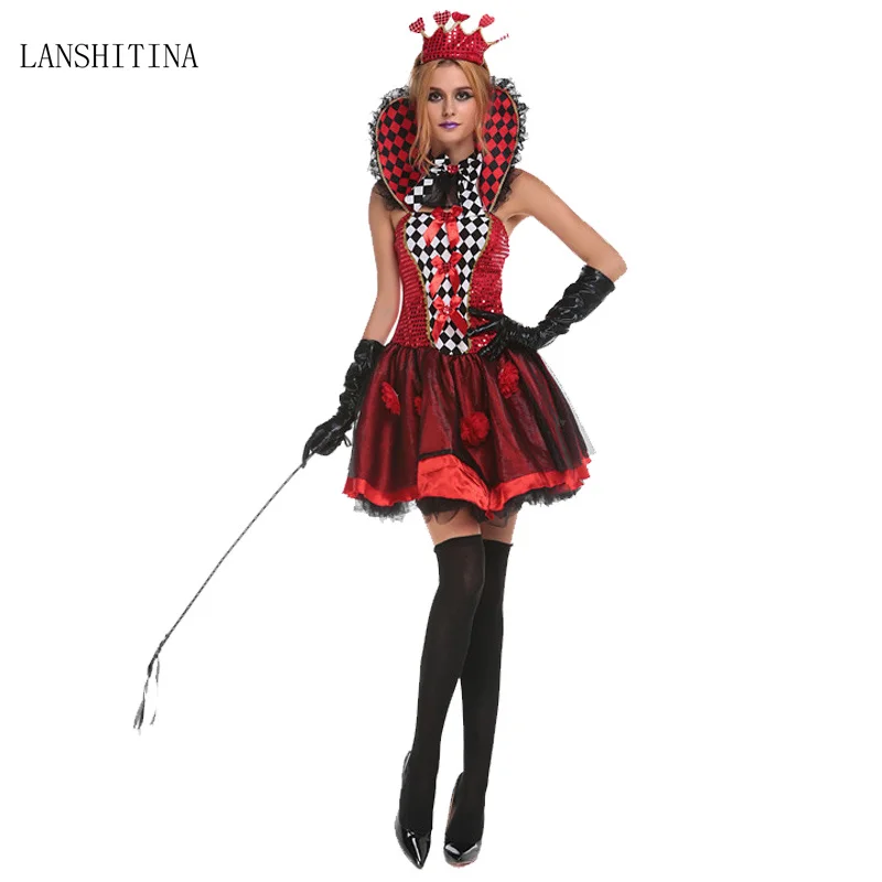 LANSHITINA Alice In Wonderland Halloween Cosplay Poker Red Queen Of Hearts Costume Headwear+Dress+Neckwear+Gloves
LANSHITINA Alice In Wonderland Halloween Cosplay Poker Red Queen Of Hearts Costume Headwear+Dress+Neckwear+Gloves