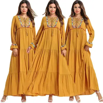 Ethnic Embroidery Women Long Dress Spring 2019 Sweet Ladies Maxi Dresses Tassel Drawstring Muslim Casual Clothes Yellow Draped
Ethnic Embroidery Women Long Dress Spring 2019 Sweet Ladies Maxi Dresses Tassel Drawstring Muslim Casual Clothes Yellow Draped