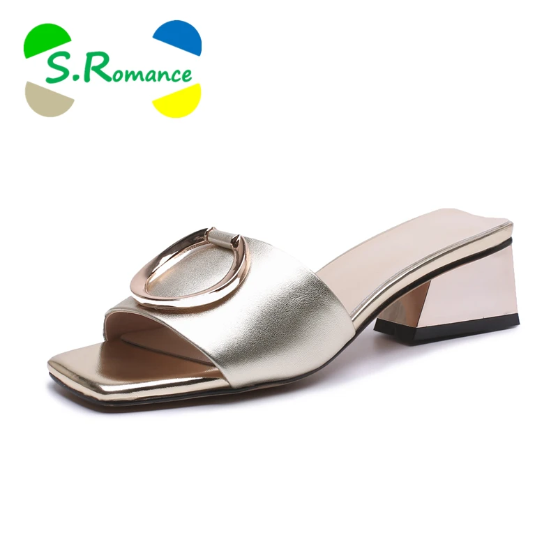 S.Romance Genuine Leather Women Slippers Square Heel Fashion Summer Slip-On Office Lady Sandals Women Shoes Gold White SS082
S.Romance Genuine Leather Women Slippers Square Heel Fashion Summer Slip-On Office Lady Sandals Women Shoes Gold White SS082