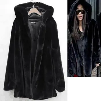 B Winter Autumn Women Hooded Faux Fur Coat Fashion Warm Long-sleeved Loose Black Coat Female Flocking Cotton Jacket Coat
B Winter Autumn Women Hooded Faux Fur Coat Fashion Warm Long-sleeved Loose Black Coat Female Flocking Cotton Jacket Coat