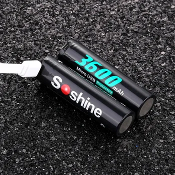 4pcs Soshine 3.7v 3600mAh Li-ion 18650 Protected Battery with Built-In Micro USB Port
4pcs Soshine 3.7v 3600mAh Li-ion 18650 Protected Battery with Built-In Micro USB Port