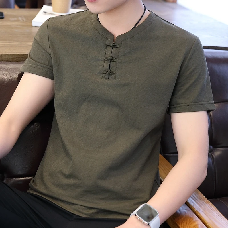 Men T-shirt Chinese style 2019 new summer short sleeve cotton and linen slim thin male T-shirt teenage boy tops fashion T01
Men T-shirt Chinese style 2019 new summer short sleeve cotton and linen slim thin male T-shirt teenage boy tops fashion T01