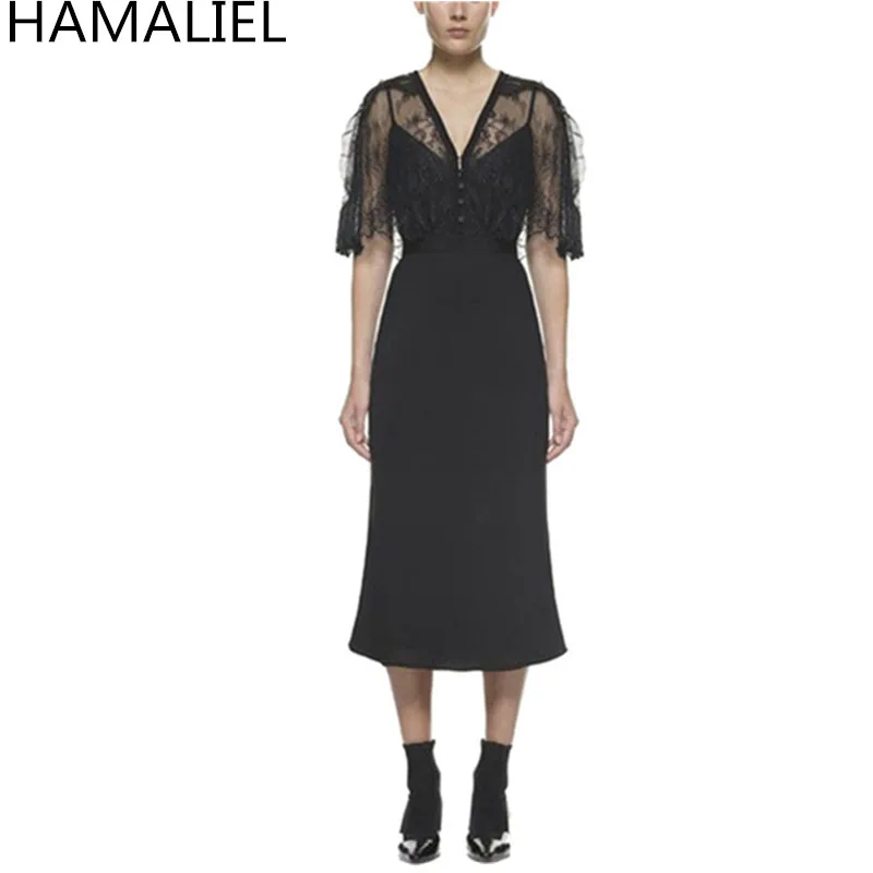Self Portrait Runway Women Party Dress 2018 Autumn Black Lace Patchwork Hollow Out Half Sleeve Bodycon Sexy V Neck Ladies Dress
Self Portrait Runway Women Party Dress 2018 Autumn Black Lace Patchwork Hollow Out Half Sleeve Bodycon Sexy V Neck Ladies Dress