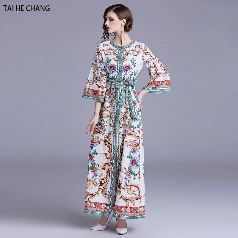 women new fashion designer autumn elegant vestidos slim bodycon party vintage casual runway print flare sleeve maxi long dress
women new fashion designer autumn elegant vestidos slim bodycon party vintage casual runway print flare sleeve maxi long dress