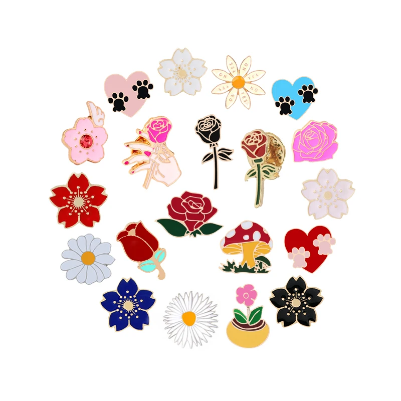 Flower Collection Enamel Badge Brooch Chrysanthemum Cherry Rose Cute Cat Paw Print Heart Clothing Lapel Button Pins Girl Jewelry
Flower Collection Enamel Badge Brooch Chrysanthemum Cherry Rose Cute Cat Paw Print Heart Clothing Lapel Button Pins Girl Jewelry