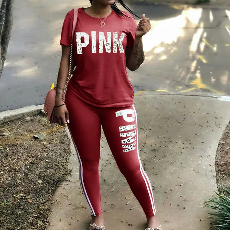 Plus Size 2 Piece Set Women Tracksuit Casual PINK Letter Print Sexy Sweat Suits Short Sleeve Tee Shirt Tops Skinny Pants XXXL
Plus Size 2 Piece Set Women Tracksuit Casual PINK Letter Print Sexy Sweat Suits Short Sleeve Tee Shirt Tops Skinny Pants XXXL