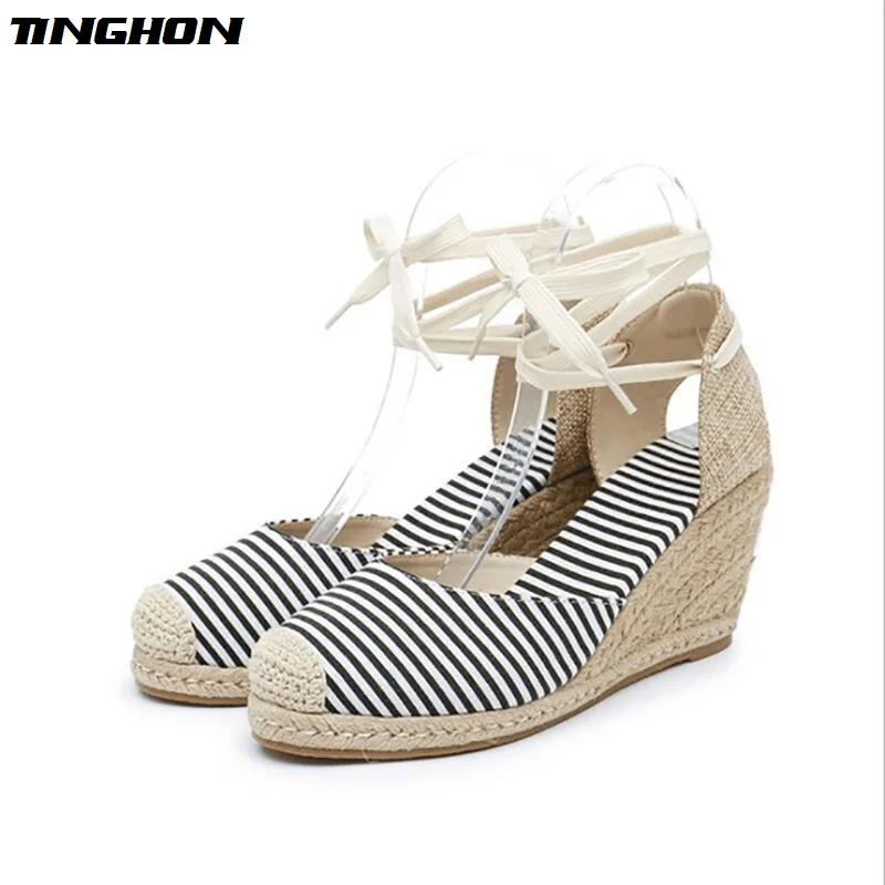 TINGHON Summer Polka dots stripe Women Platform Sandals Peep Toe Wedge Espadrilles Women back strap Comfortable Women Sandals
TINGHON Summer Polka dots stripe Women Platform Sandals Peep Toe Wedge Espadrilles Women back strap Comfortable Women Sandals