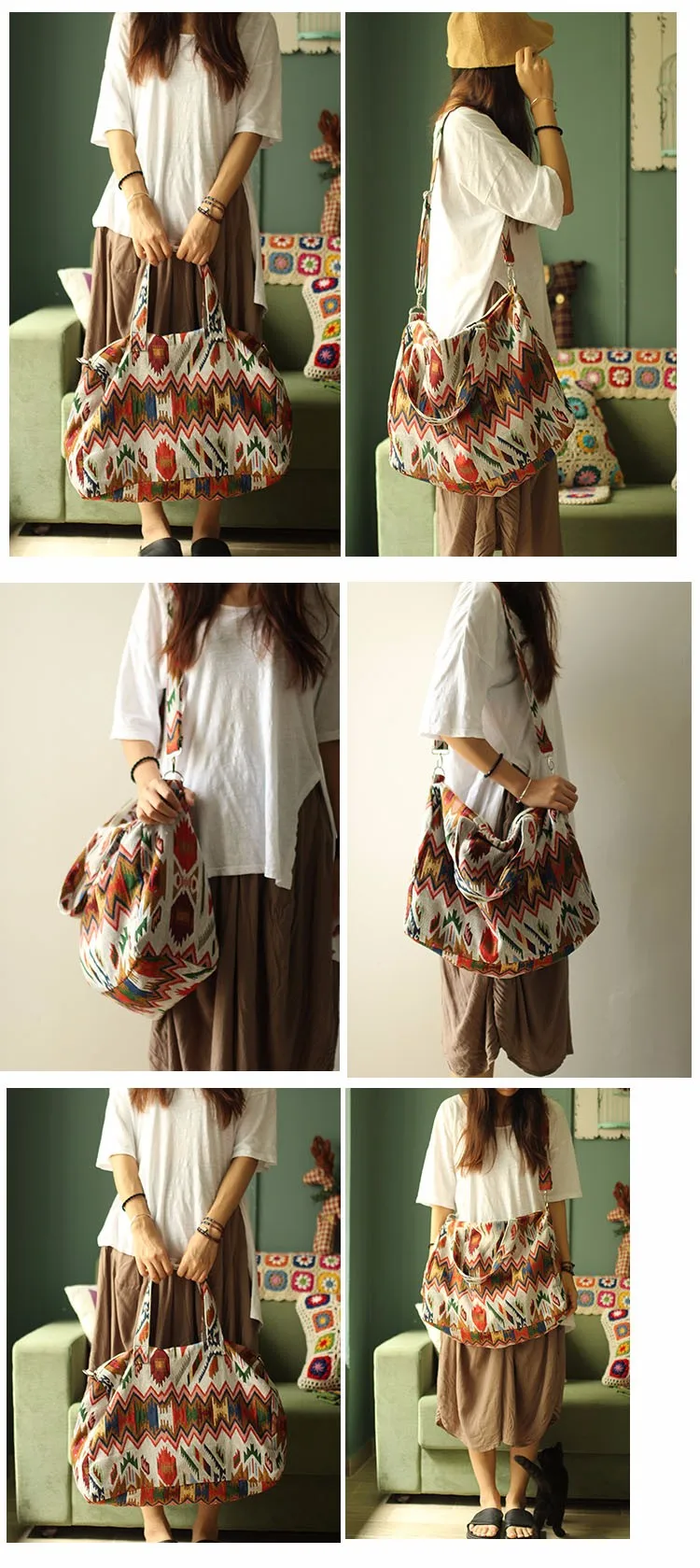 Canvas Leather Trim Travel Tote Duffel shoulder handbag Weekend Bag (4)