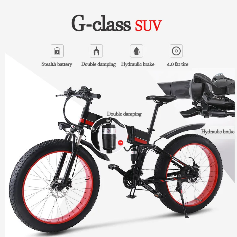 Best 26 "folding bike 4.0 fat tire electric snow and mountain bike Lithium battery moped Aluminium alloy frame Adult bicycle 2