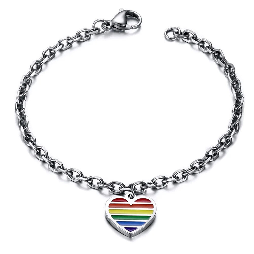 New Bracelet Love Heart Rainbow Gay Pride Bracelets Bangles Titanium Steel LGBT For Women Men Couple Fashion Homosexual Jewelry
New Bracelet Love Heart Rainbow Gay Pride Bracelets Bangles Titanium Steel LGBT For Women Men Couple Fashion Homosexual Jewelry