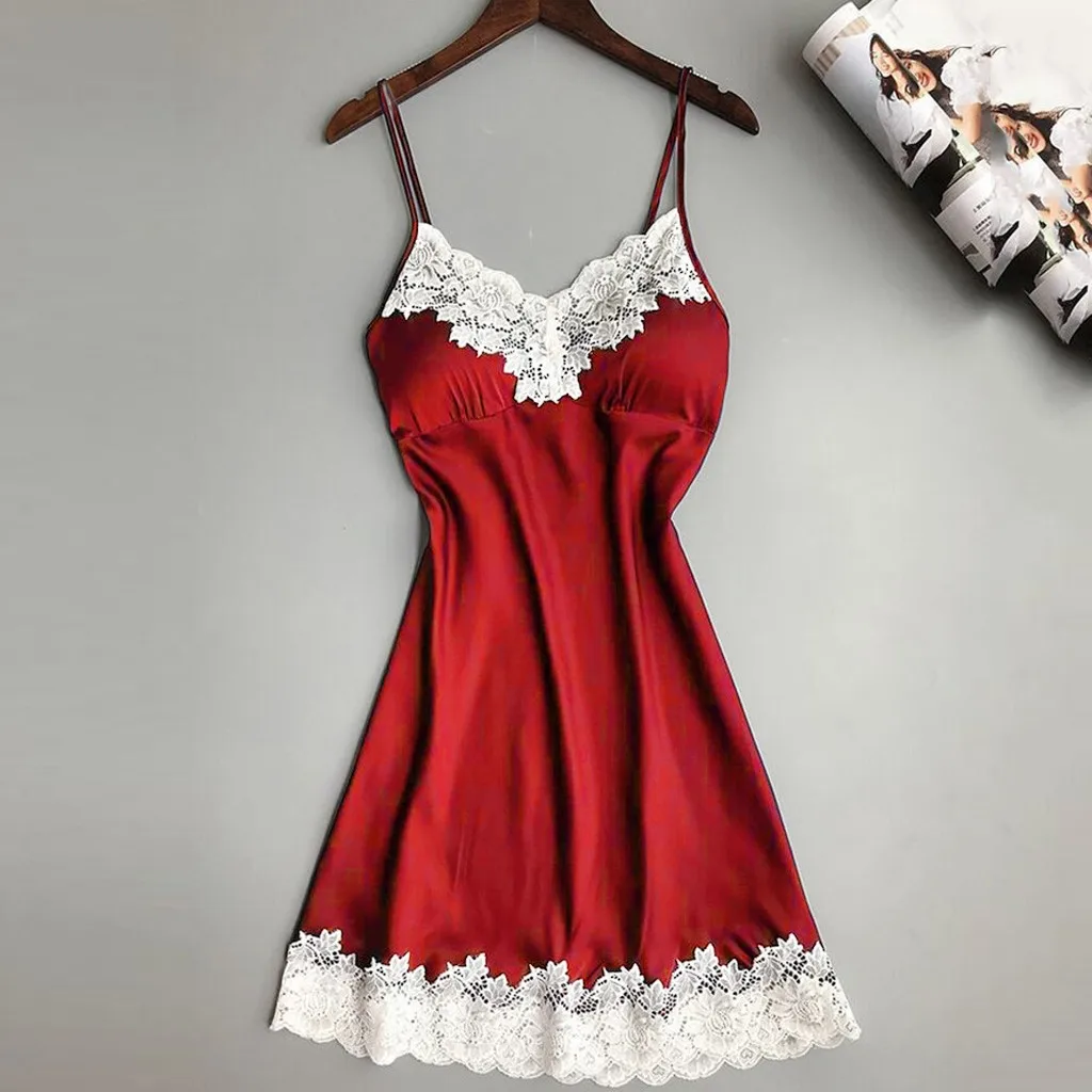 Womens Charming plus size S-3XL Satin Sleepwear Women Ladies Nightwear Nightdress Sexy Lingerie with Chest Pads hot erotic 40*
Womens Charming plus size S-3XL Satin Sleepwear Women Ladies Nightwear Nightdress Sexy Lingerie with Chest Pads hot erotic 40*