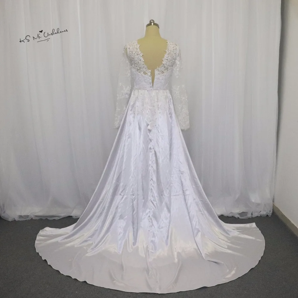 White Berta Russian Style Long Sleeves Lace Bridal Dresses V Back Satin Detachable Skirt Wedding Gowns Vestido De Noiva Vintage
White Berta Russian Style Long Sleeves Lace Bridal Dresses V Back Satin Detachable Skirt Wedding Gowns Vestido De Noiva Vintage
