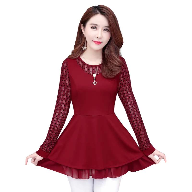M-4XL women blouses New 2018 Autumn long sleeved Lace tops Elegant Slim Lace patchwork chiffon blouses plus size women 801C3
M-4XL women blouses New 2018 Autumn long sleeved Lace tops Elegant Slim Lace patchwork chiffon blouses plus size women 801C3