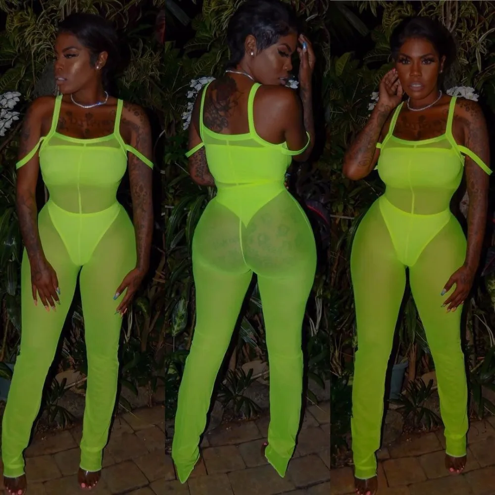 SKMY 3 piece set neon sexy mesh womens jumpsuits long pants summer bodysuit green streetwear sleeveless backless club jumpsuit
SKMY 3 piece set neon sexy mesh womens jumpsuits long pants summer bodysuit green streetwear sleeveless backless club jumpsuit