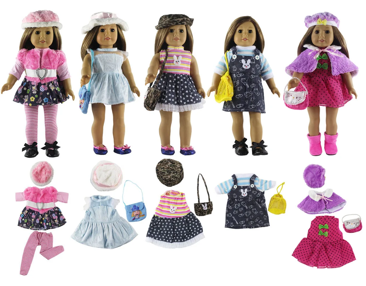 5 Set Fashion Style Clothing Doll Clothes+4 hats+4 bags+one pairs tights for 18 inch doll clothes american doll accessories
5 Set Fashion Style Clothing Doll Clothes+4 hats+4 bags+one pairs tights for 18 inch doll clothes american doll accessories