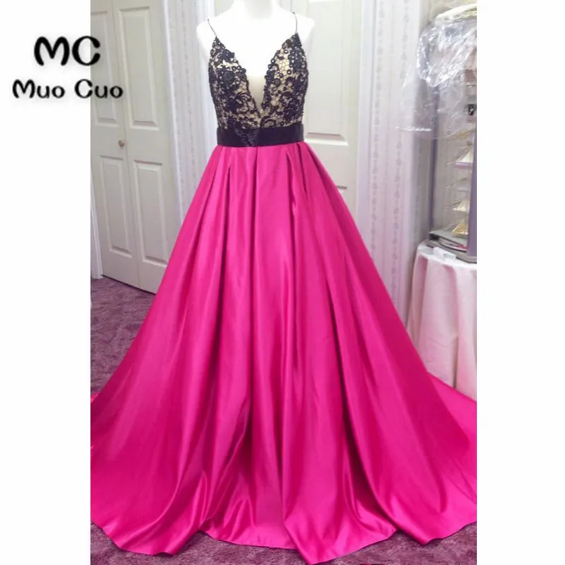 2018 New A-Line Evening Dresses Beaded Prom Dresses Long Draped Spaghetti Straps Deep V-Neck Hot Pink Formal Evening Dress
2018 New A-Line Evening Dresses Beaded Prom Dresses Long Draped Spaghetti Straps Deep V-Neck Hot Pink Formal Evening Dress
