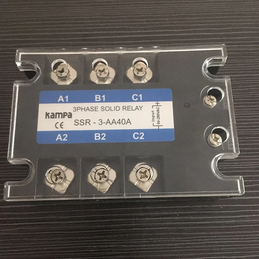 

TSR-40AA 3-phase SSR Solid State Relay AC Control AC Input 80-280VAC Load 24-480VAC Solid State Relay 40AA