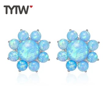 TYTW 925 Sterling Silver Opal gem Female Zircon ladies Jewelry Simple Earrings Fashion rhodium Flower Stud Earring for Women
TYTW 925 Sterling Silver Opal gem Female Zircon ladies Jewelry Simple Earrings Fashion rhodium Flower Stud Earring for Women