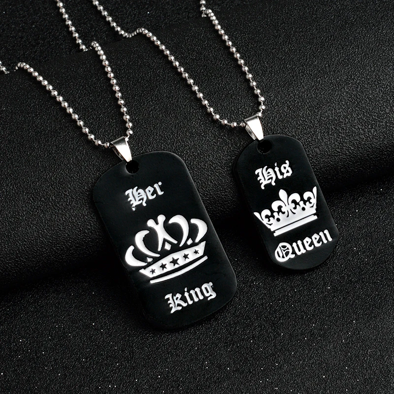 Her King His Queen Necklace Fashion Romantic Couple Geometric Rectangle Black Pendant Alloy Necklace Lover Trendy Jewelry Gift
Her King His Queen Necklace Fashion Romantic Couple Geometric Rectangle Black Pendant Alloy Necklace Lover Trendy Jewelry Gift