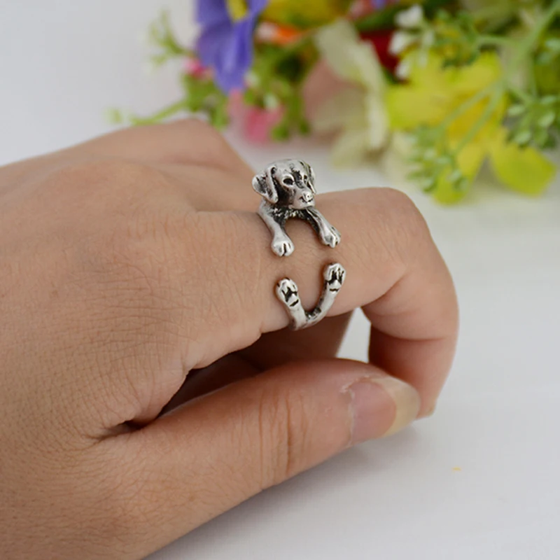 Vintage Retro 3D Labrador Retriever Puppy Animal Wrap Ring 3