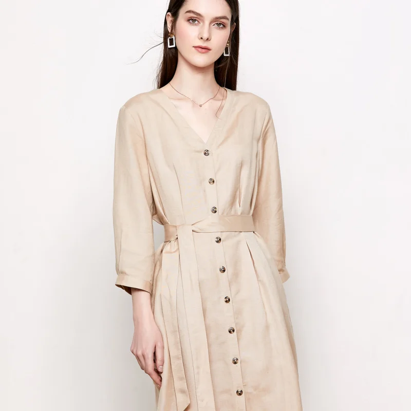 New Silk Linen Dress 55% Mulberry Silk V-neck Women Sashes Shirt A-Line Dresses M L XL FREE SHIPPING
New Silk Linen Dress 55% Mulberry Silk V-neck Women Sashes Shirt A-Line Dresses M L XL FREE SHIPPING