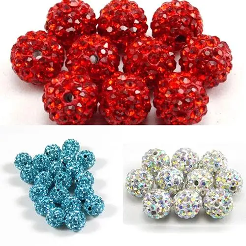 Hot 20Pcs 10mm Czech Rhinestones Pave Clay Round Disco Ball Spacer Beads | Украшения и аксессуары