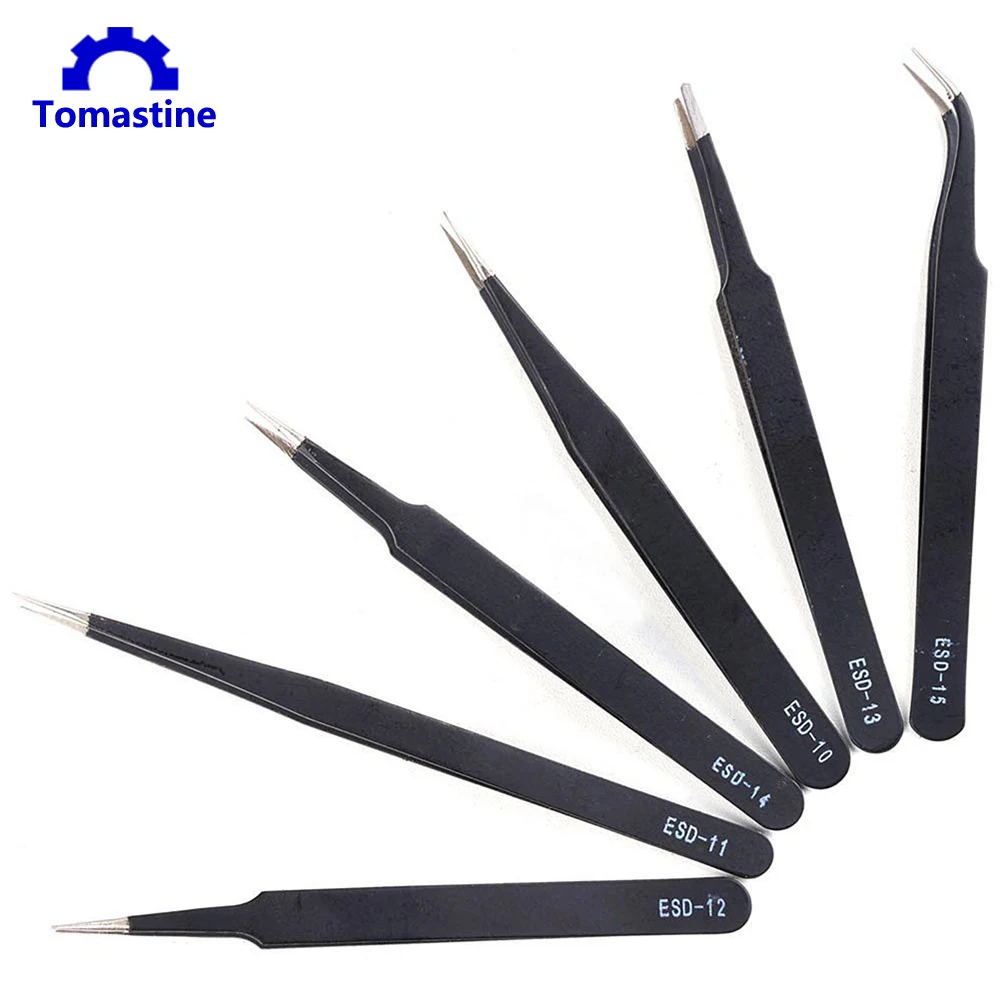 6Pcs Forceps Anti-static ESD Tweezers Set Straight Curved Electronic Craft Industrial Tweezers
6Pcs Forceps Anti-static ESD Tweezers Set Straight Curved Electronic Craft Industrial Tweezers