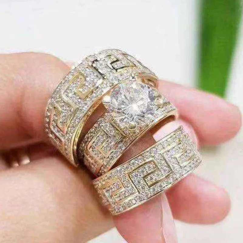 3 pieces/set of fashionable and colorful zircon inlaid metal ring with hollow process, suitable for party wedding
3 pieces/set of fashionable and colorful zircon inlaid metal ring with hollow process, suitable for party wedding