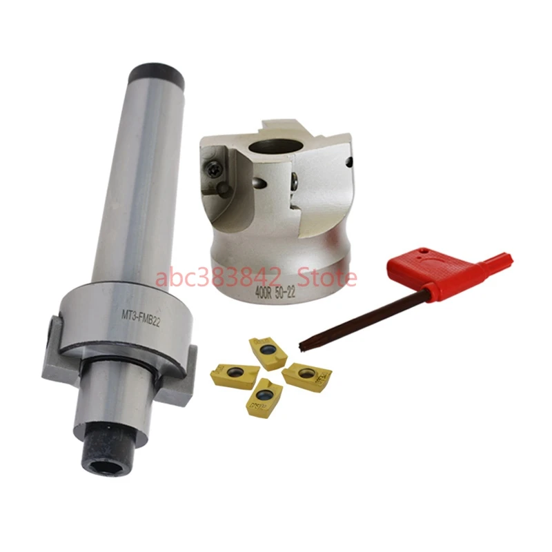 Face Mill Holder MT3 FMB22 M12 + BAP400R 50 22 4T Face End Mill Cutter right angle + 4pcs APMT1604PDER Cemented Carbide Blade
Face Mill Holder MT3 FMB22 M12 + BAP400R 50 22 4T Face End Mill Cutter right angle + 4pcs APMT1604PDER Cemented Carbide Blade