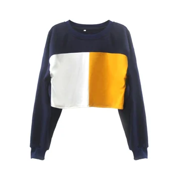 Women Fashion Patchwork Short Sweatshirt Autumn Long Sleeve O-Neck Pullovers Sweatshirs Female Casual Sweatshirt Crop Tops
Women Fashion Patchwork Short Sweatshirt Autumn Long Sleeve O-Neck Pullovers Sweatshirs Female Casual Sweatshirt Crop Tops