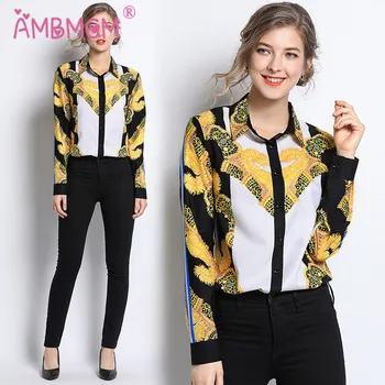 2019 Womans Printed Blouses Fashion Female Autumn Shirts Single Breasted Blouse Woman OL Work Casual Top Cheap Blouses AMBMCM
2019 Womans Printed Blouses Fashion Female Autumn Shirts Single Breasted Blouse Woman OL Work Casual Top Cheap Blouses AMBMCM