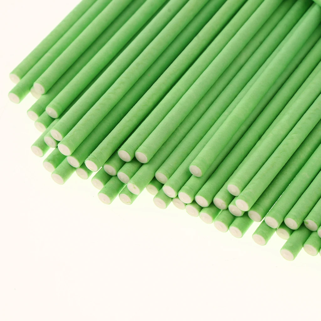 100 Pc Solid Colored Paper Lollipop Sticks 6 inch Cake Pop Sticks for Fondant Candy Chocolate Cake Pop Cupcakes Making Mould