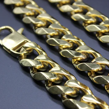 New Arrive Men's Hip Hop Gold Color Heavy Stainless Steel Cuban Chain Necklace High Quality 19mm18"-40"
New Arrive Men's Hip Hop Gold Color Heavy Stainless Steel Cuban Chain Necklace High Quality 19mm18"-40"