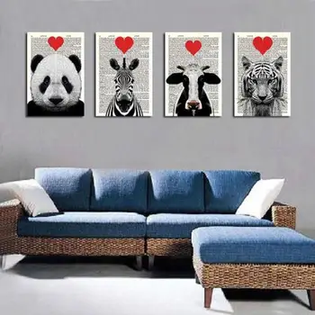 Zebra tiger panda cows red heart modern fashion HD print cartoon abstract oil painting on canvas for home decoration
Zebra tiger panda cows red heart modern fashion HD print cartoon abstract oil painting on canvas for home decoration