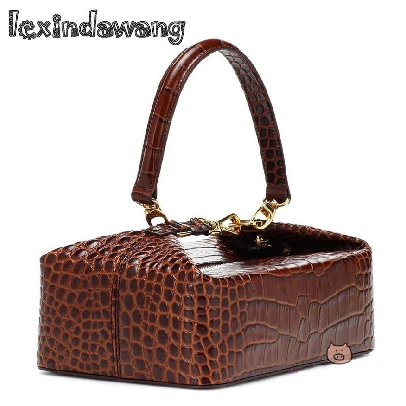 Crocodile Pattern Box Bag Women Cow Leather Handbag Vintage Designer Portable Lady Purse Clutch Luxury Brand Evening Bag P Y
Crocodile Pattern Box Bag Women Cow Leather Handbag Vintage Designer Portable Lady Purse Clutch Luxury Brand Evening Bag P Y