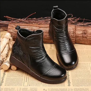 Autumn Fashion Women Genuine Leather Boots plus velvet warm Flat Ankle Boots Casual Shoes Woman Winter Boot
Autumn Fashion Women Genuine Leather Boots plus velvet warm Flat Ankle Boots Casual Shoes Woman Winter Boot
