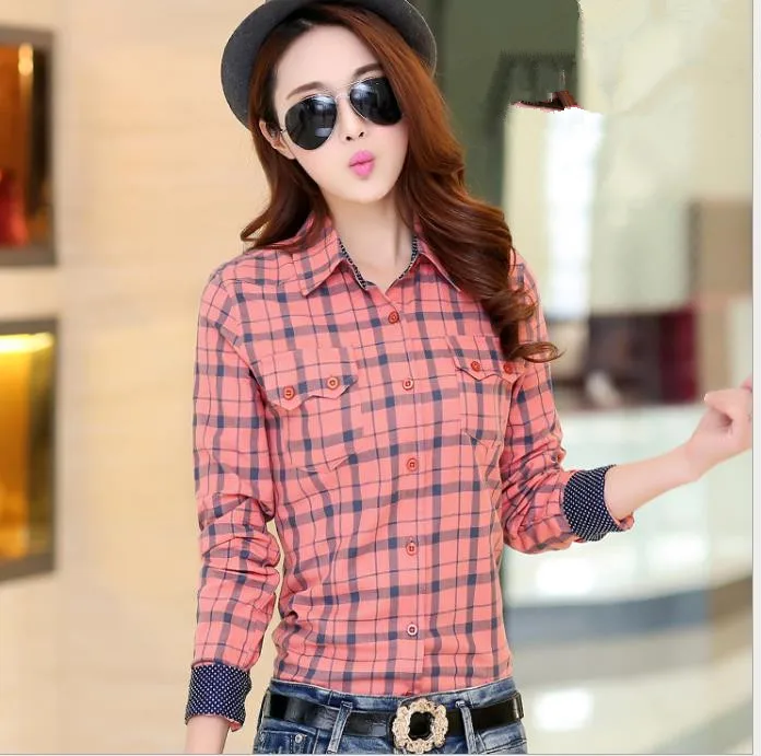 Plus Size Plaid Shirt Women Autumn Korean Style Fashion Collar Long Sleeve Shirt Women Casual Cotton 100% Blouses Tops Office
Plus Size Plaid Shirt Women Autumn Korean Style Fashion Collar Long Sleeve Shirt Women Casual Cotton 100% Blouses Tops Office