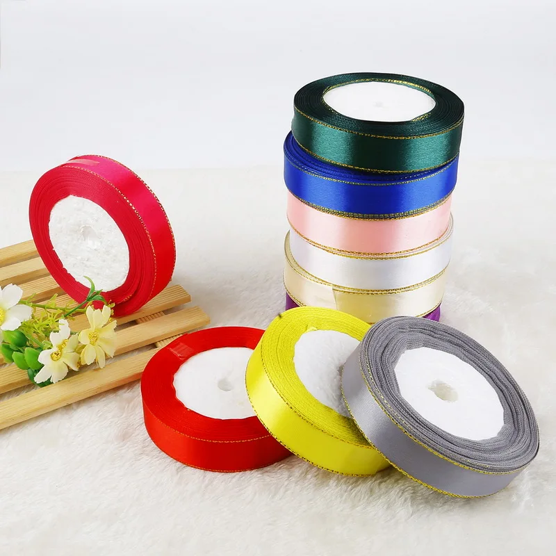 25 yards/roll Gold edge ribbon satin ribbons high quality gift packaging ribbons 20mm for Home Garden Wedding Party Decoration
25 yards/roll Gold edge ribbon satin ribbons high quality gift packaging ribbons 20mm for Home Garden Wedding Party Decoration