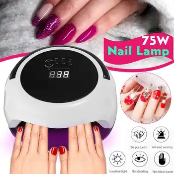 75W Nail Dryer 36 LED UV Lamp Timing LCD Display Large Power Capacity Manicure Smart Infrared Sensor Nail Art Tools US/EU plug
75W Nail Dryer 36 LED UV Lamp Timing LCD Display Large Power Capacity Manicure Smart Infrared Sensor Nail Art Tools US/EU plug