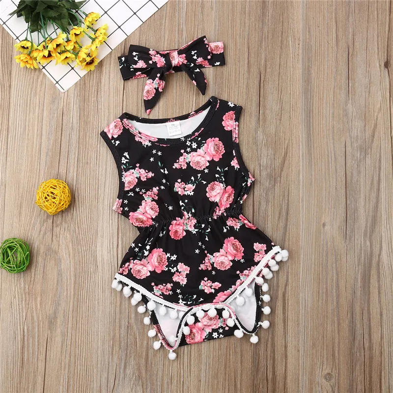 Newborn Toddler Baby Girls Clothes Tassel sleeveless round neck Floral print Bodysuit bow Geometry Headband 2pc kids Outfits
Newborn Toddler Baby Girls Clothes Tassel sleeveless round neck Floral print Bodysuit bow Geometry Headband 2pc kids Outfits