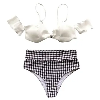 Women Sexy Two Piece Bikini Set Detachable Straps Off The Shoulder Bra High Waist Tummy Control Vintage Polka Dot Printed Thong
Women Sexy Two Piece Bikini Set Detachable Straps Off The Shoulder Bra High Waist Tummy Control Vintage Polka Dot Printed Thong
