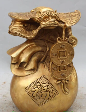 JP S0079 10" Chinese Bronze Brass Bat Foo Fu RuYI Wealth YuanBao Money Bag Sculpture
JP S0079 10" Chinese Bronze Brass Bat Foo Fu RuYI Wealth YuanBao Money Bag Sculpture