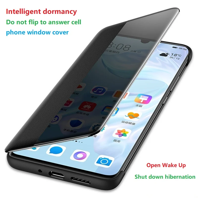 

Smart Sleep Flip-free answering call Back Flip cover Phone Case for Huawei P30 P30Pro P20 P20Pro P10 P10Plus Mate20 Mate10 Mate9