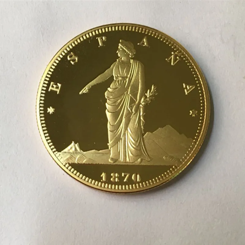 5 Pcs The 1870 Espana coin 24K Real Gold Plated 32 mm Spain badge souvenir decoration coin
5 Pcs The 1870 Espana coin 24K Real Gold Plated 32 mm Spain badge souvenir decoration coin