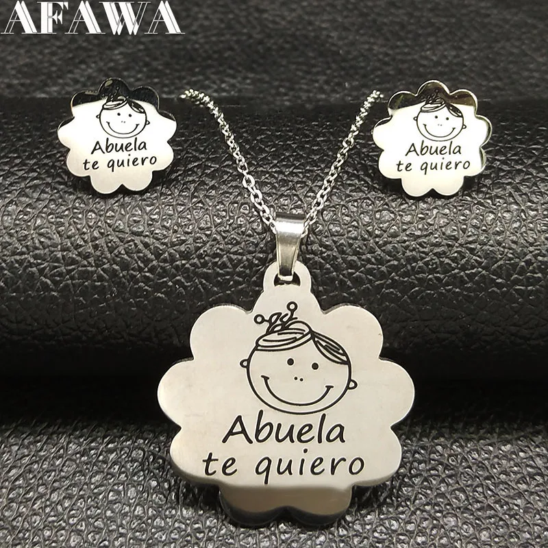 2019 Fashion Abuela Stainless Steel Earings Necklace Set Jewelry for Women Silver Color Set Jewelry aretes de mujer 178621
2019 Fashion Abuela Stainless Steel Earings Necklace Set Jewelry for Women Silver Color Set Jewelry aretes de mujer 178621