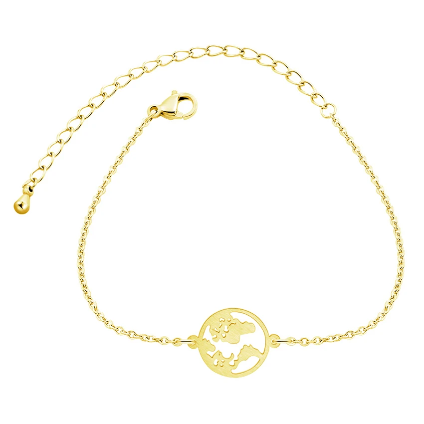 Gold Colour Stainless Steel World Map Bracelets & Bangles Pulseras Mujer Globe Bracelets Women Wanderlust Earth Pulseira Femme
Gold Colour Stainless Steel World Map Bracelets & Bangles Pulseras Mujer Globe Bracelets Women Wanderlust Earth Pulseira Femme